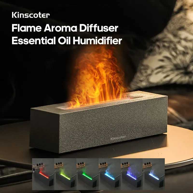 KINSCOTER Flame Aroma Diffuser Air Humidifier Ultrasonic Cool Mist Maker Fogger LED Essential Oil Lamp Restic Fire Difusor Y251113