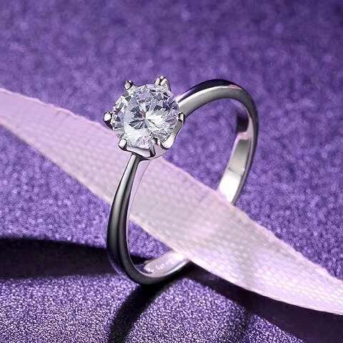 Classic Six Claws Zircon Diamond Ring Imitation Moissanite Wedding Engagement Rings for Women