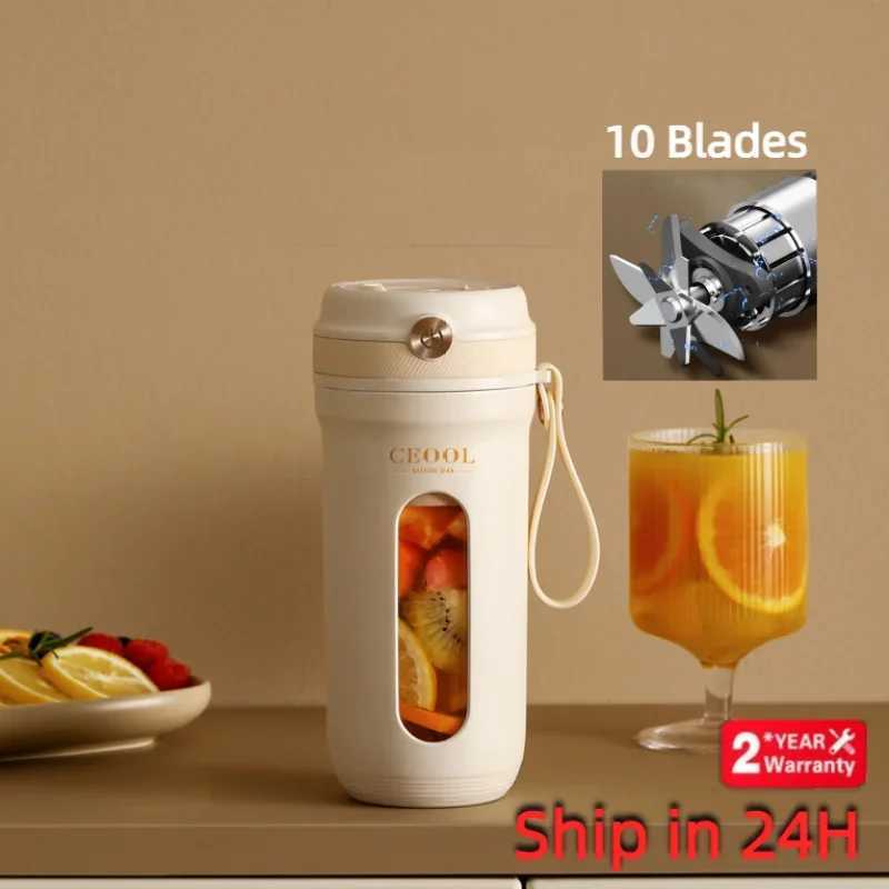10 Blades Electric Portable Blender 350ML Juicer Fruit Mixers USB Rechargeable Smoothie Juicer Cup Squeezer Juice Maker C251113