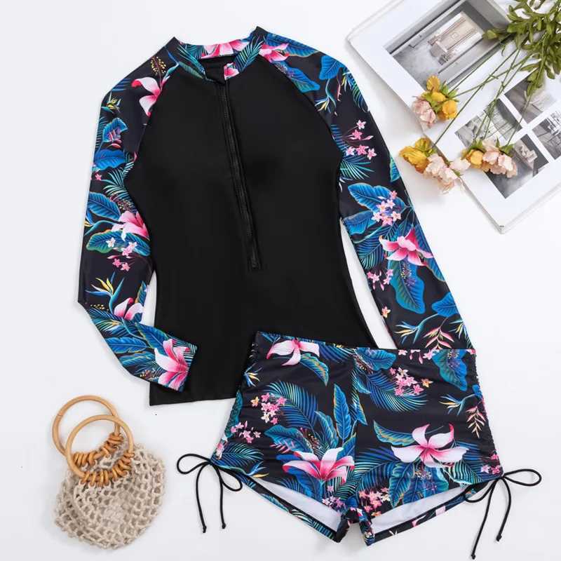 Separate Swimsuits Tankini Set Female Long Sleeves Swimwear Sports Beach Wear Two-Piece Bathing Suit Pool Women Swimming SuitW251113