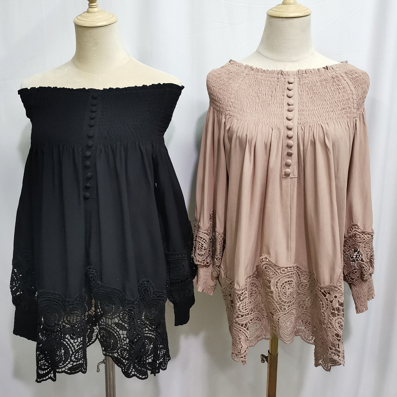 M277 # Indonesian New Top Muslim Women's Hollow Lace Splicing Crimson One Piece Collar Shirt