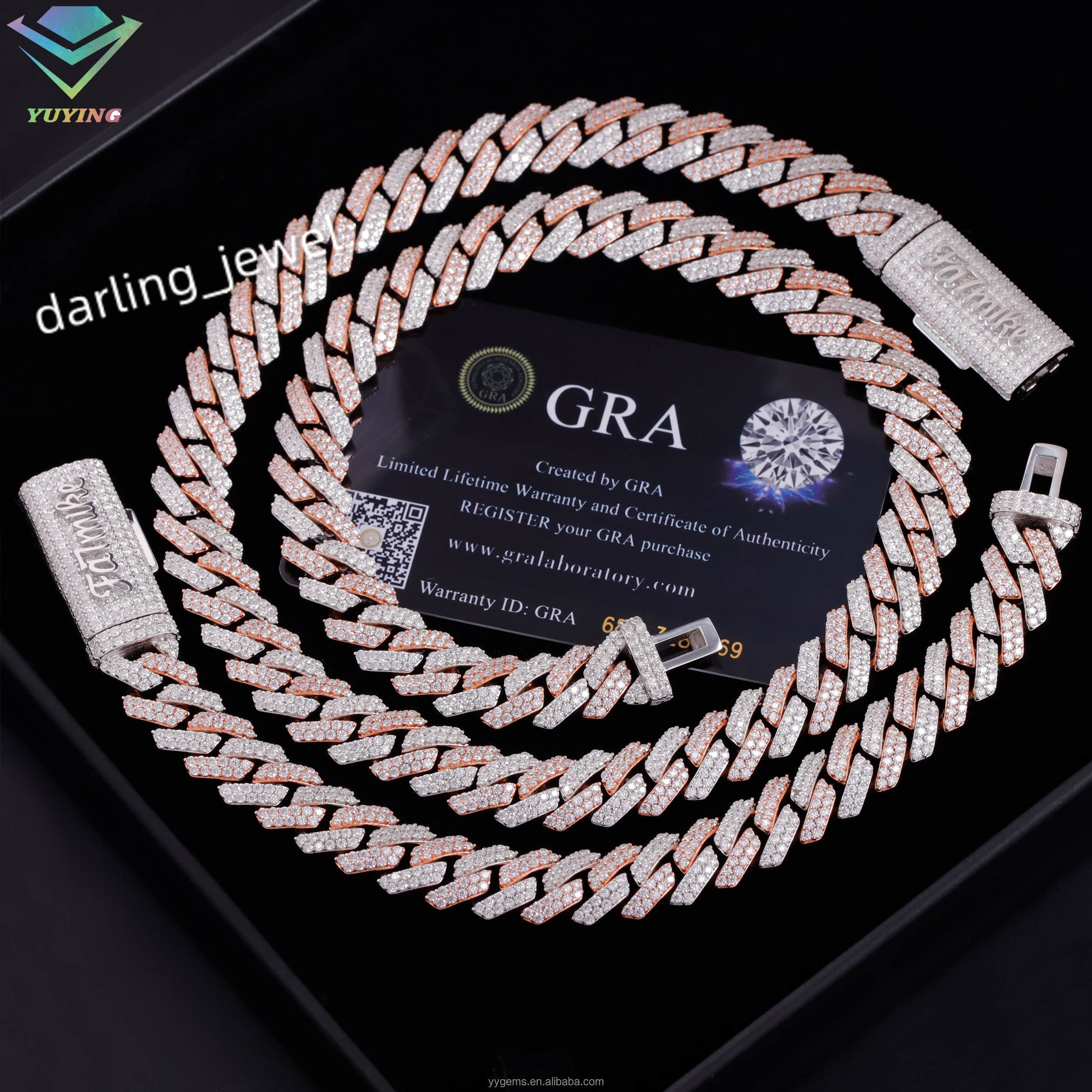 Fashion Jewelry Iced Out Moissanite Diamond 8mm 10mm 12mm Width 925 Solid Silver Cuban Link Chain for Men Necklace