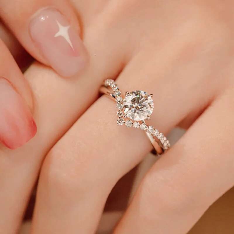 Platinum PT950 moissanite ring for love crowned diamond ring womens knot engagement proposal ring pair ring closed mouth