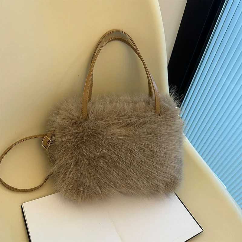Faux Fur Tote Bag Womens Bucket Plush Light Luxury Ladies Handbags Soft Winter Crossbody Shoulder Bags Bolsa FemininaW251112