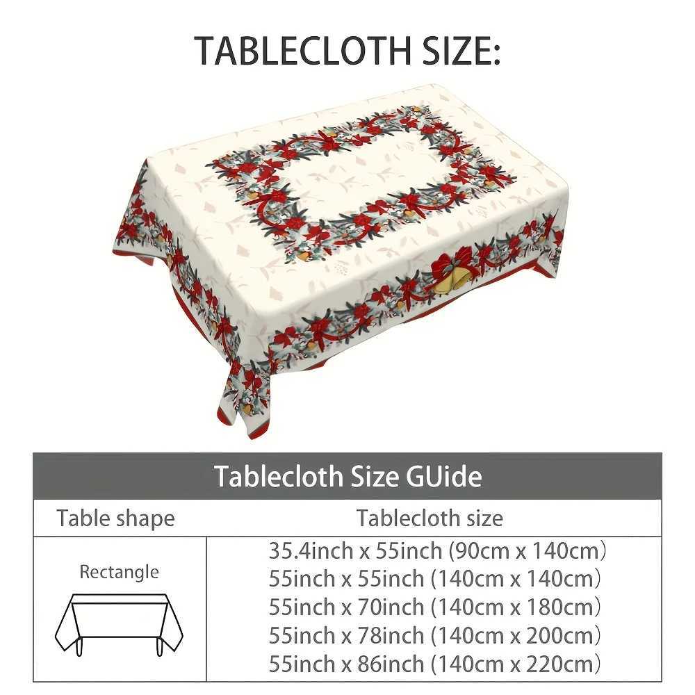 Christmas Christmas Poinsettia Holly Waterproof Tablecloth Party Table Decor Winter Xmas Kitchen Dining Tablecloth Christmas Decorations Y251113