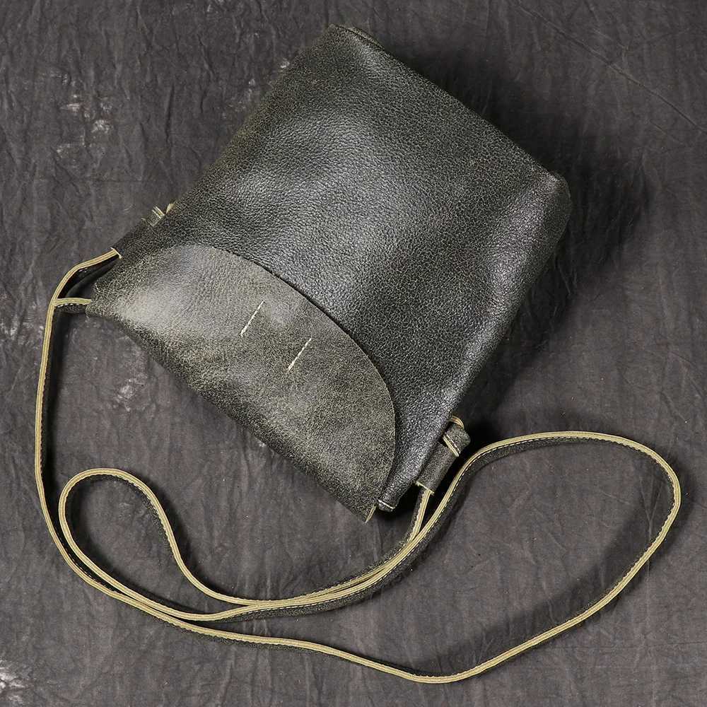 LUOKIR New Genuine Leather Womens Crossbody Bucket Bag Top Layer Cowhide Shoulder Bag Vintage Fashionable Mobile Phone BagW251112