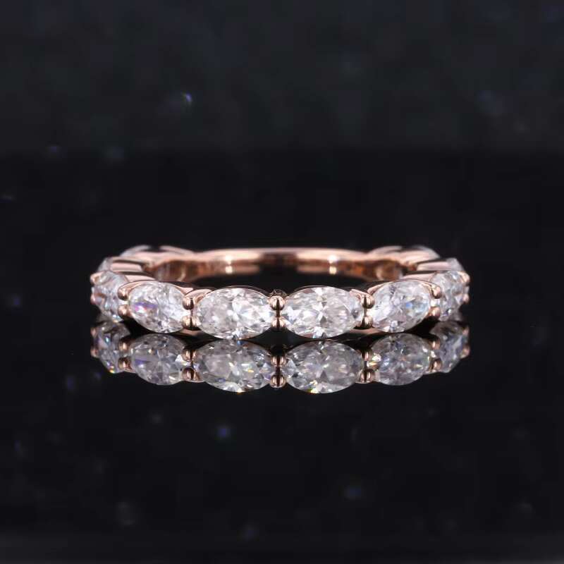 Lovely Girl Jewelry Oval 3x5mm Moissanite Stone 10k 14k 18k Solid Gold Band Ring