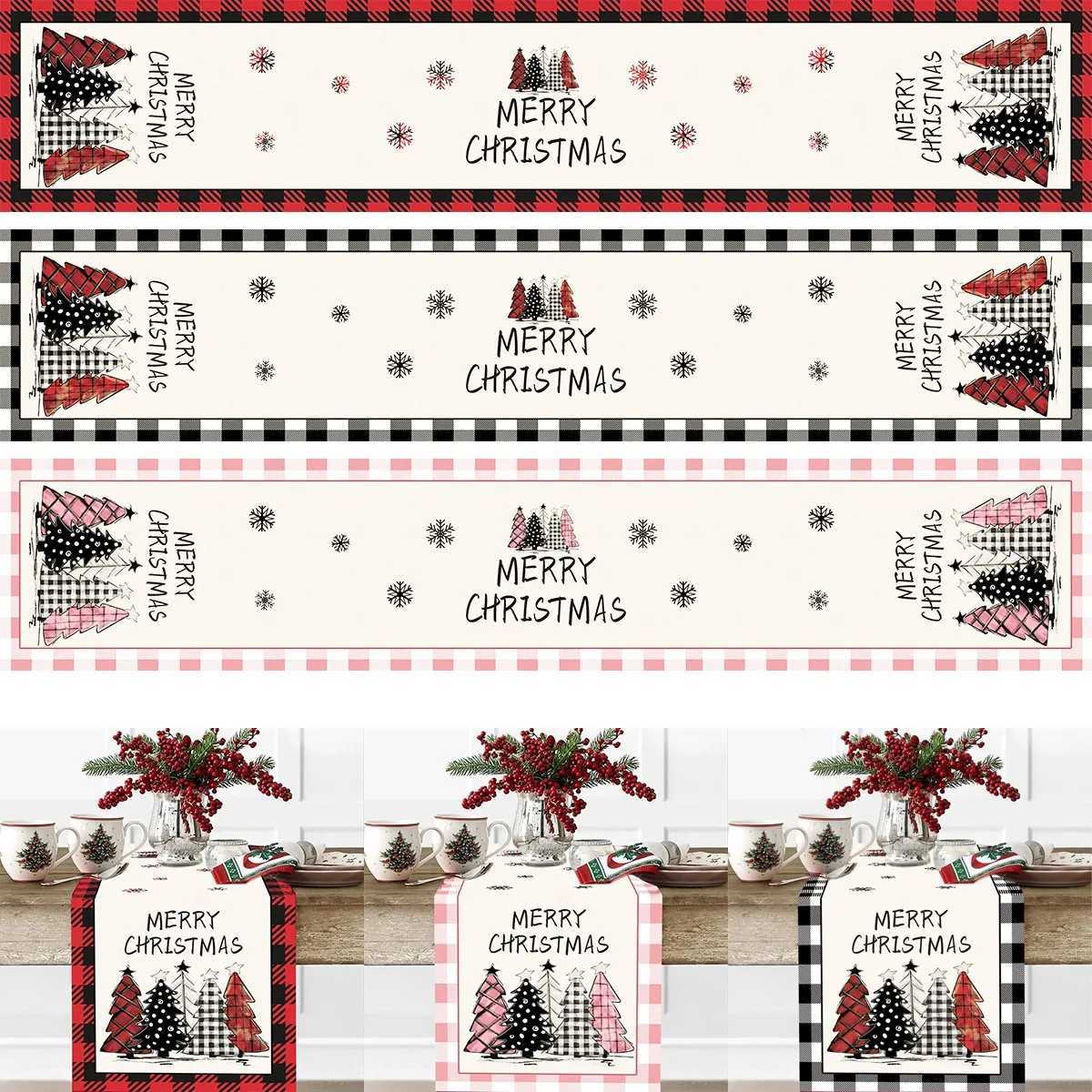 Christmas Christmas Table Runner Xmas Table Flag Cover Merry Christmas Decorations for Home 2024 Navidad Gifts New Year 2025 Tablecloth Y251113