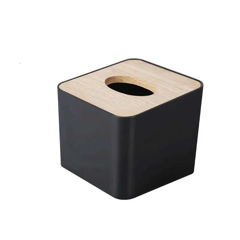 Square Tissue Box Cover Toilet Paper Box with Wood Cover Napkin Holder Case Simple Stylish for He Space-Saving Organi Y251112