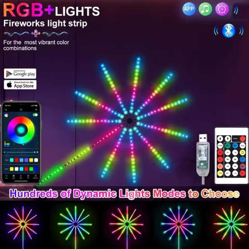 2025 LED Fireworks Light LED Garland RGB Neon String Light Bluetooth APP Control Music Sync Bedroom Wedding Decor Fairy Lights W251112