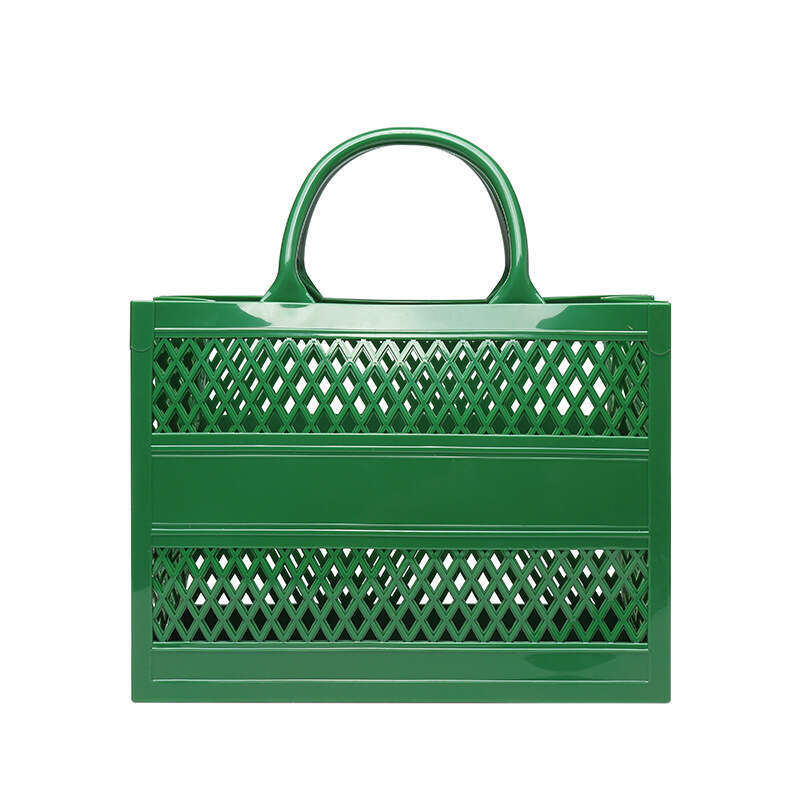 Trendy PVC Barbie Jelly ins Large Capacity Storage Hollow Beach Bag Shopping Basket Handheld