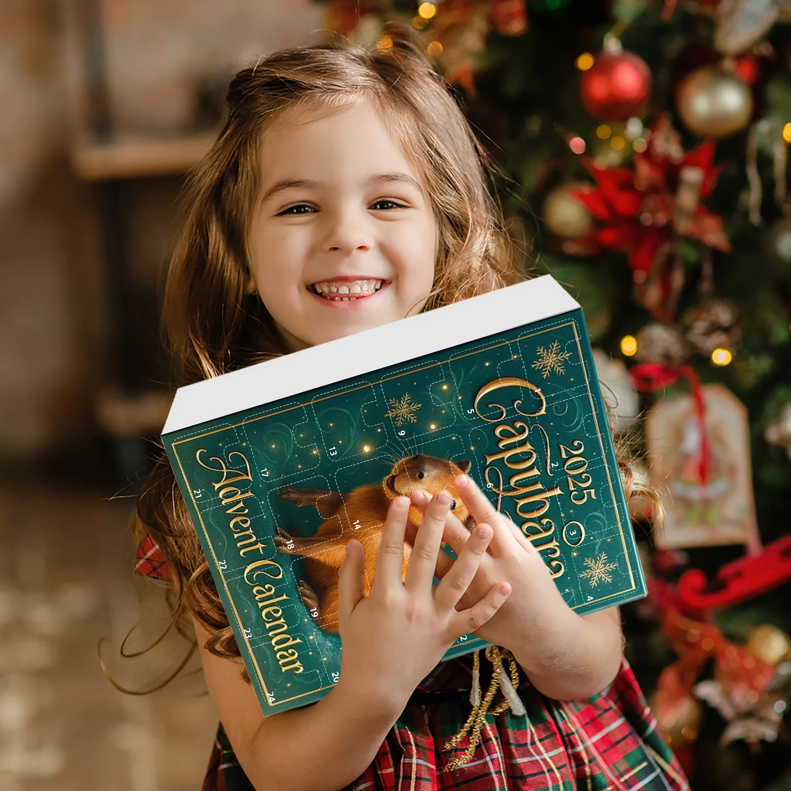 Capybara Christmas Advent Calendar with 24 2D Flat Capybara Ornaments Xmas Countdown Calendar for Christmas Tree Home Decoration 251106