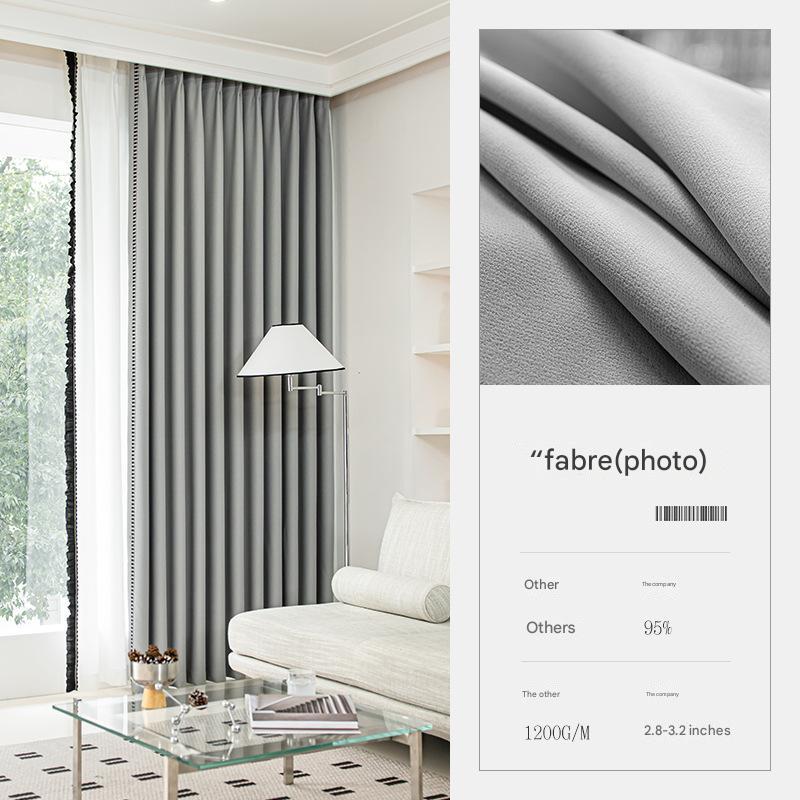 T402 new thick blackout chenille curtains modern simple living room bedroom high-grade curtains finished product Curtain