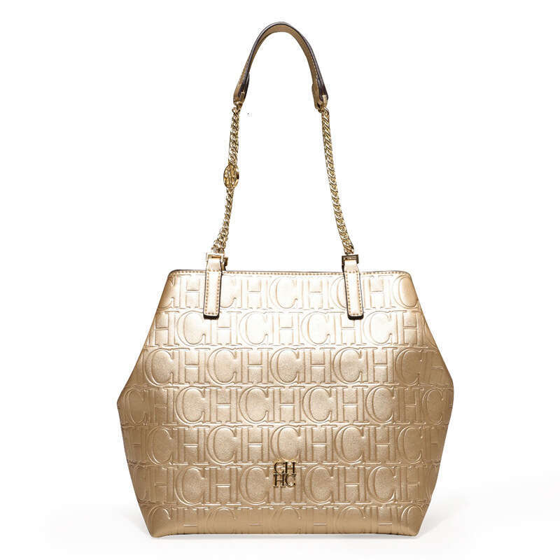CH Women's Shoulder Bag Hexagonal High-End Fashion Solid Color Large Capacity Handbag Letter Printing Embossed Design