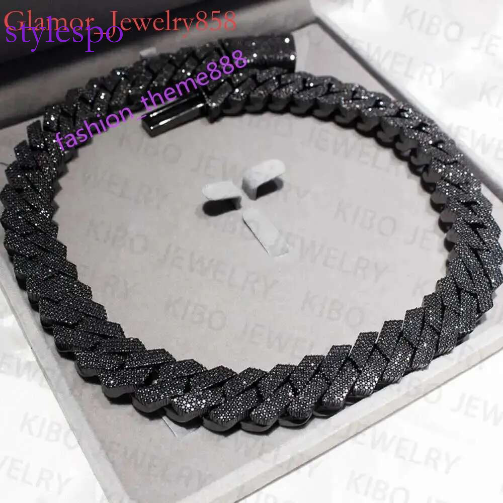 Hip Hop Necklace Black Gold Vvs Moissanite Dia Iced Out k Cuban necklace
