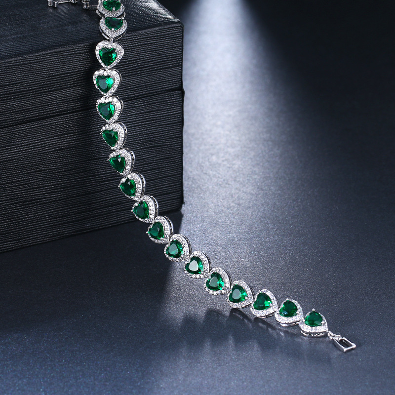 9mm Colorful Heart Shape Tennis Chain Bracelet Cubic Zirconia Women Jewelry Gift