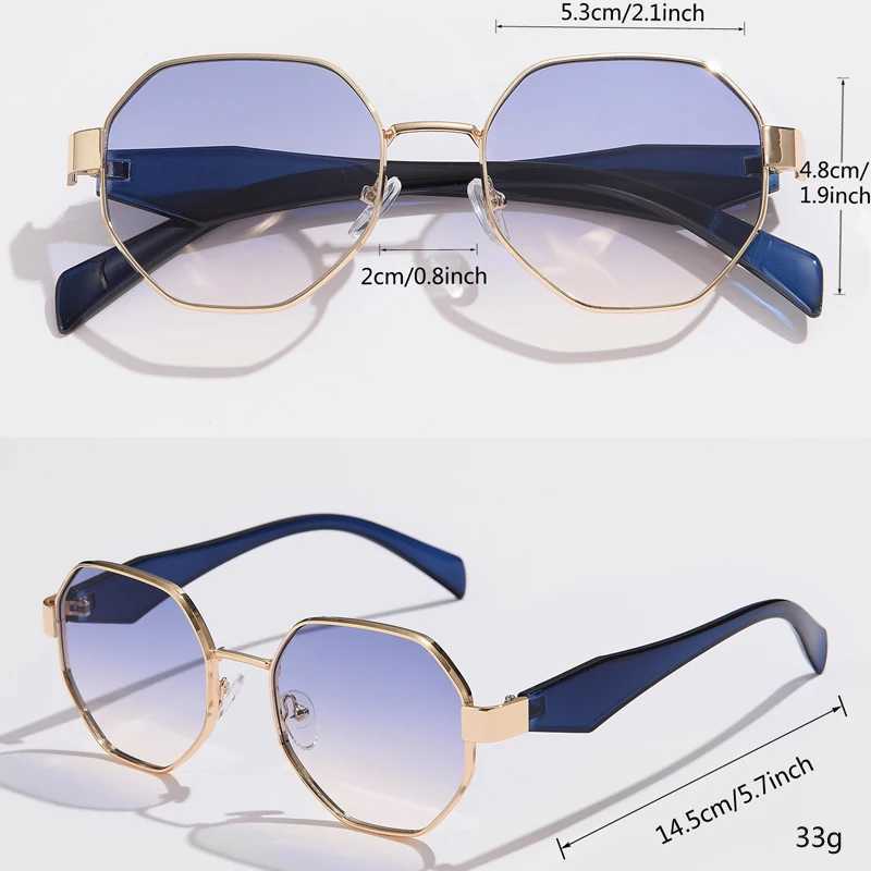 Polygon Metal Sunglasses Women Vintage Frames For Female Sun Glasses Luxury Brand Design Punk Eyeglasses Driving Shades UV400C250412