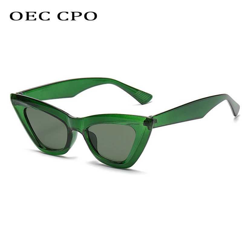 OEC CPO Retro Cat eye Sunglasses Women Fashion Colorful Green Sun Glasses Lady Vintage Shades Eyewear Oculos Lunette De SoleilC250412