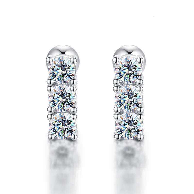 GRA Elegant Stud Earrings Round Certified Moissanite Diamond For Women Real 925 Sterling Silver For Wedding High Quality Jewelry