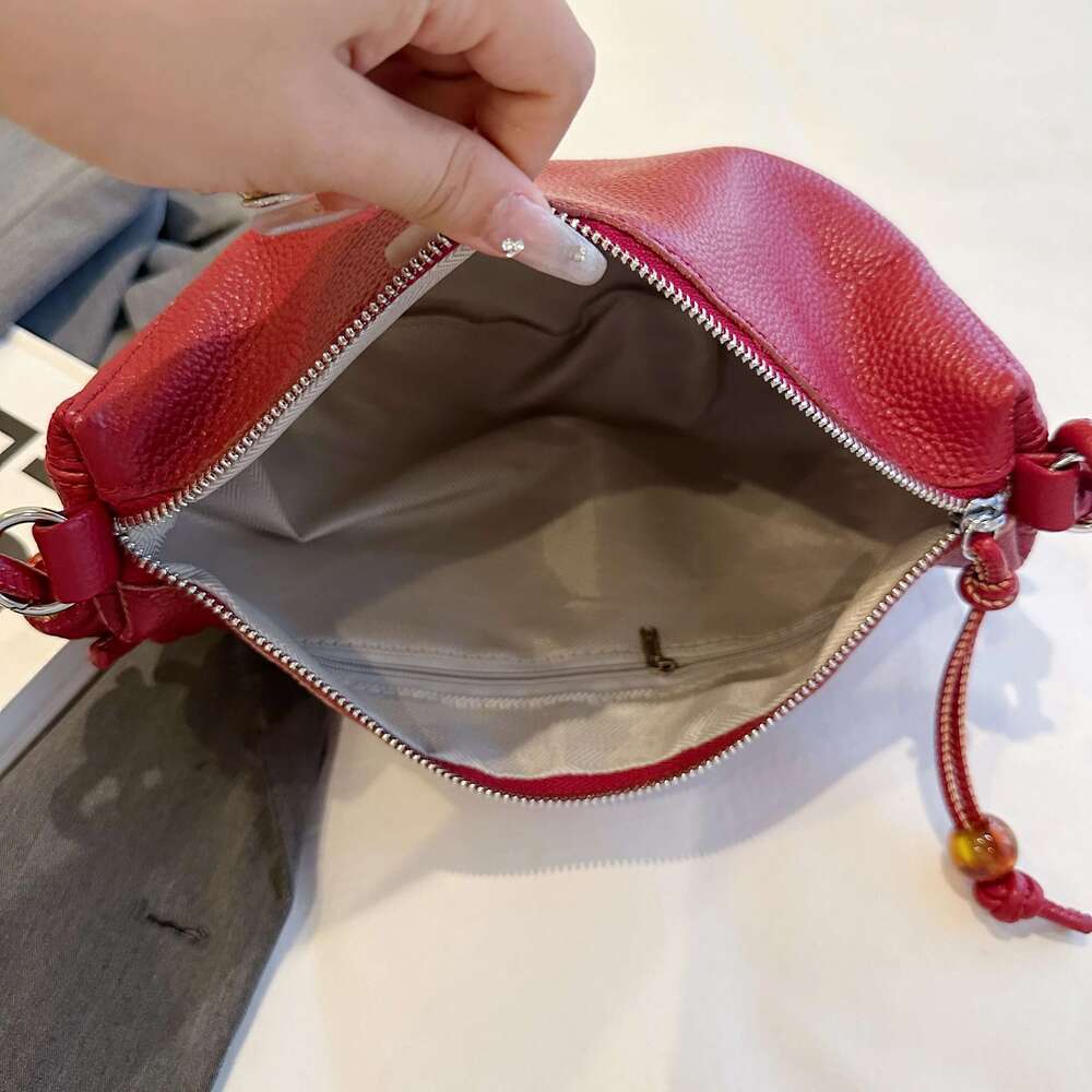 New Genuine Leather Women's Handbag Solid Color Simple Female Shoulder Bag Wallet Fashion Trend Women Saddle Bags Sac A Main