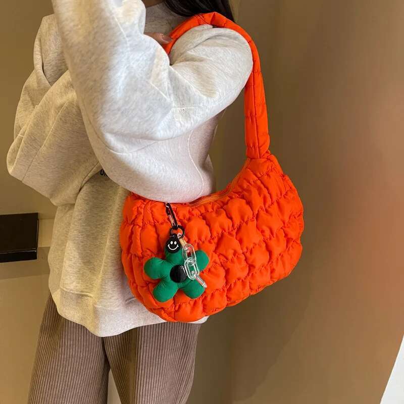 Women's Korean Version Sweet Girly Style Shoulder Casual Bubble Dumpg Fold Cloud Bag Fashion Exquisite
