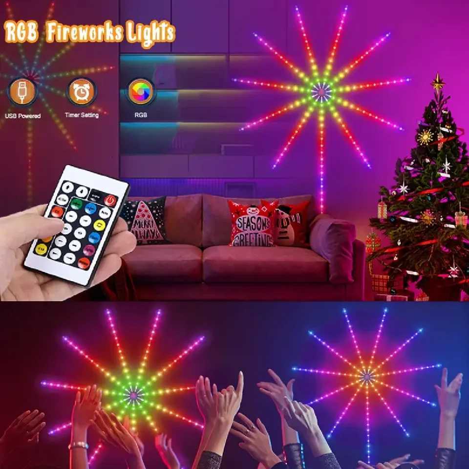 RGBIC Fireworks Light Bedroom Decoration Smart Fireworks Strip USB powered For Christmas Indoor Party Ramadan Holiday Lights W251112