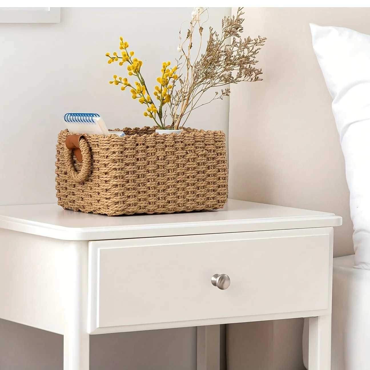 3pcs woven storage basket hand-woven storage basket storage rack for toys clothes books gifts etc Shelf Baskets Y251112