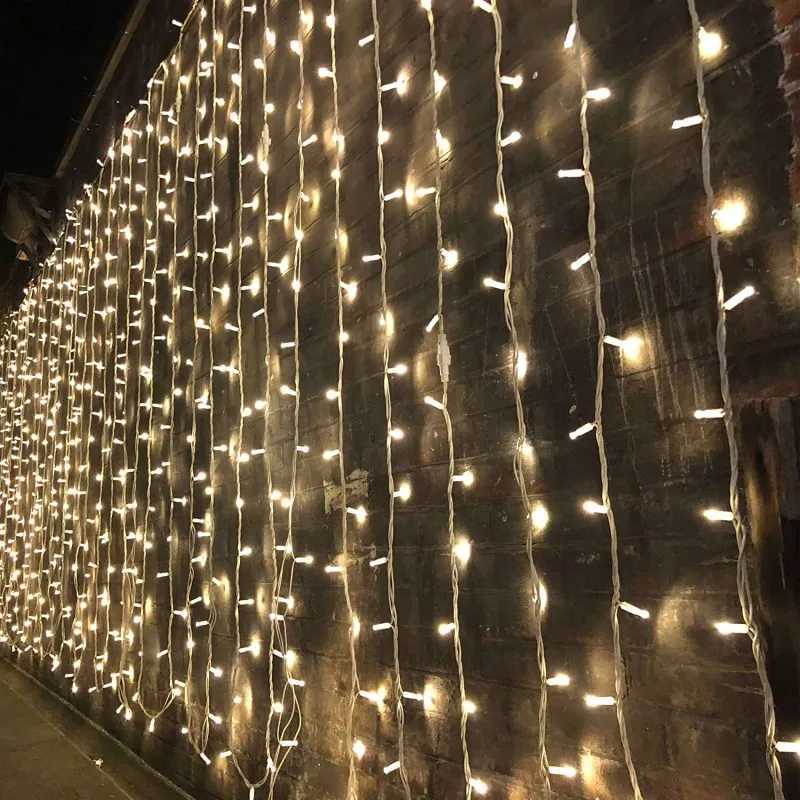 LED Curtain Lights Christmas Decoration 2023 3x3 6x3 9x3 LED Festoon Outdoor String Lights Aesthetic Room Decor New Year Wedding M251113