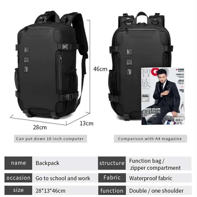 OZUKO Backpacks 15.6 Inch Laptop Men Outdoor Backpack Teenager Male Waterproof Travel Bag Mochilas