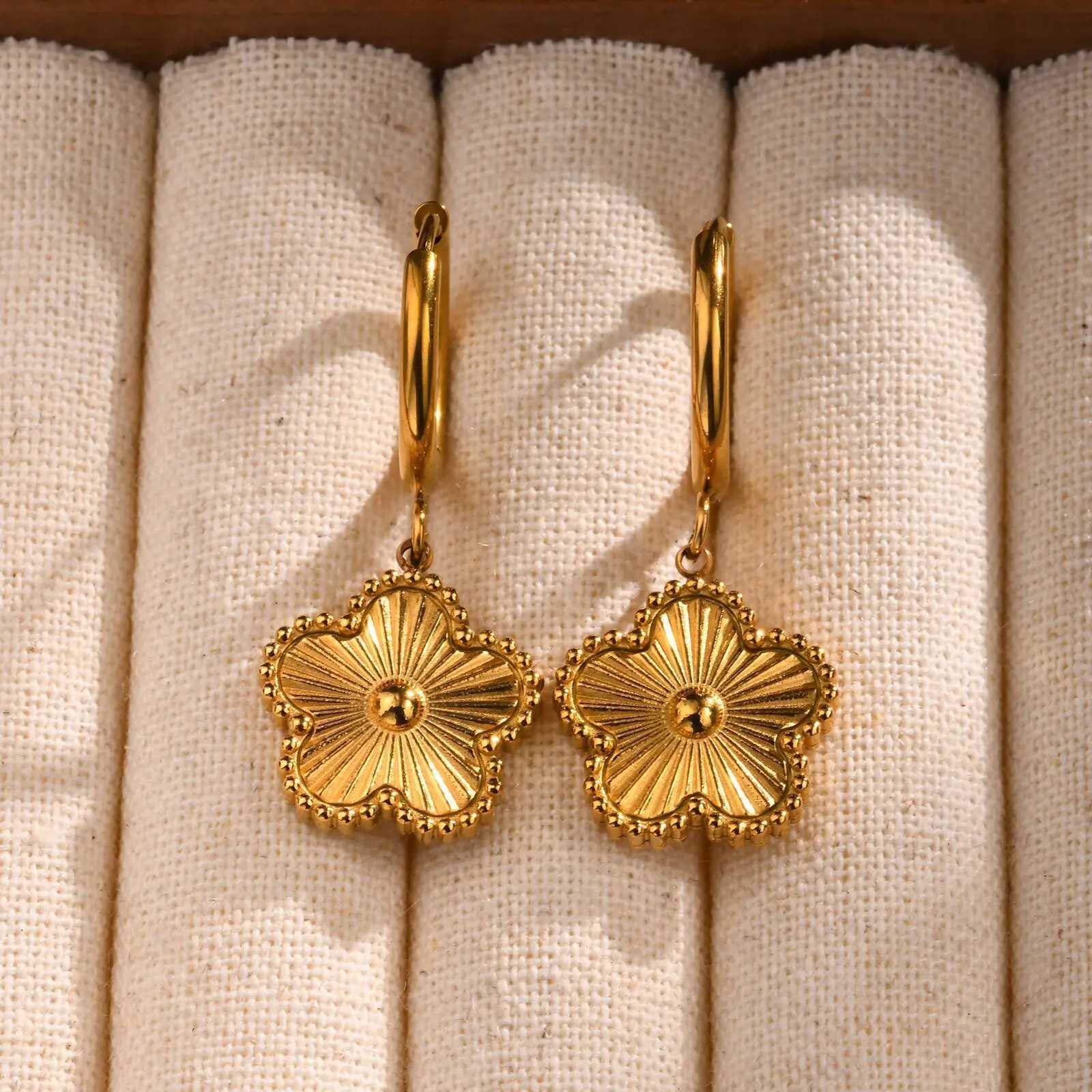 Luxury Flower Drop Earrings for Women Stainless Steel Lucky Earring Wholesale Y251112