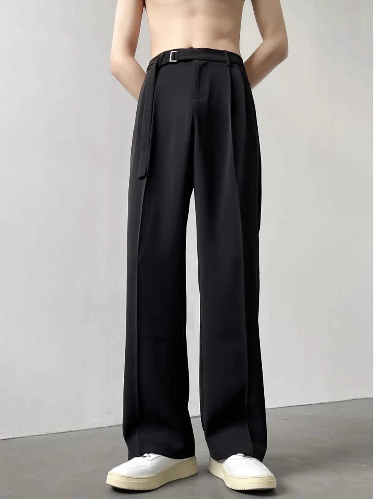 Mens Autumn Casual Set Pants Japanese Lightweight Luxury Cable Trouser Loose Fit Straight Leg Versatile Wide Leg PantsXJ250412