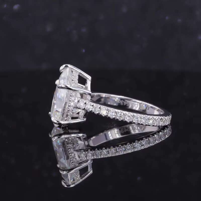 Fashion Jewelry Gold 18k Moissanite Eternity Ring Lab Grown Diamond Engagement Ring Pear Shape Customization