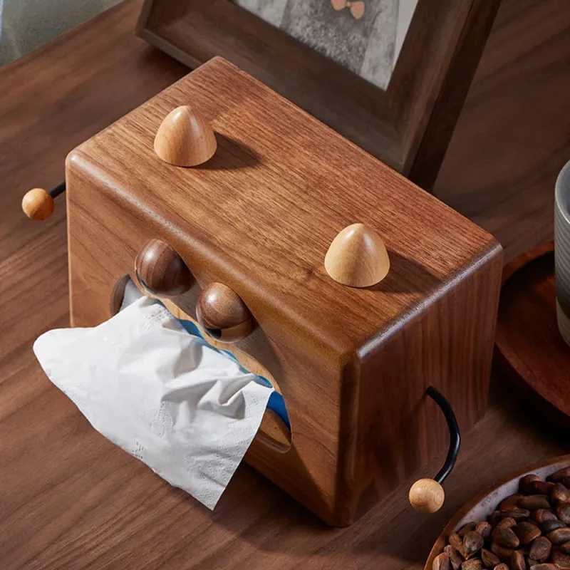 Little Monster Solid Wood Living Ro Creative Tissue Box He Dining Ro Cute Walnut Wood Storage Decoration Accessories Y251112