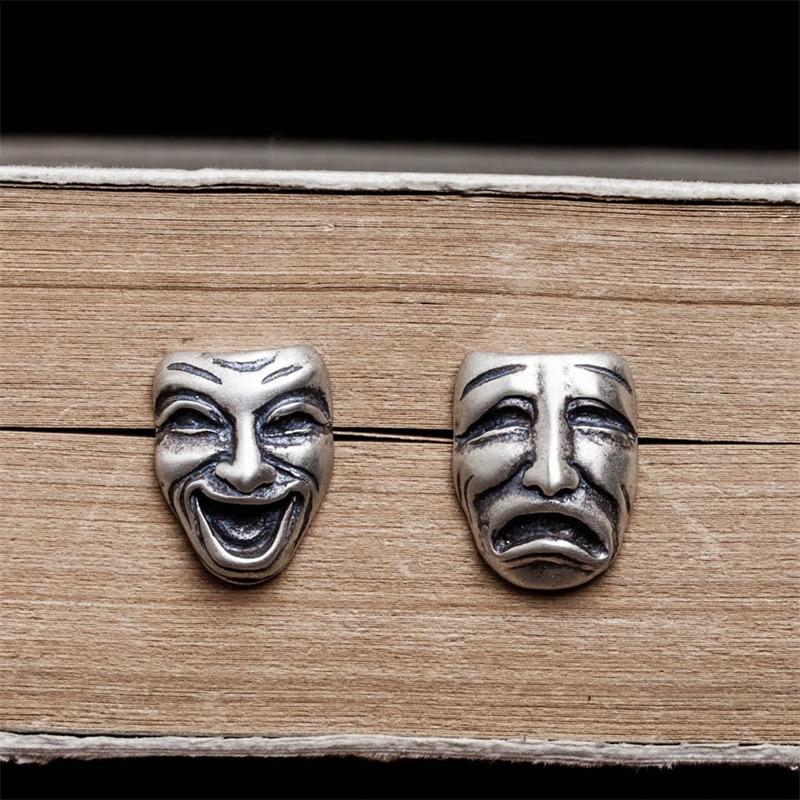 YIZIZAI 925 Sterling Silver Creative Mask Man Stud Earrings Punk Street Style Smile Crying Face Earrings For Men Women Jewelry 250411