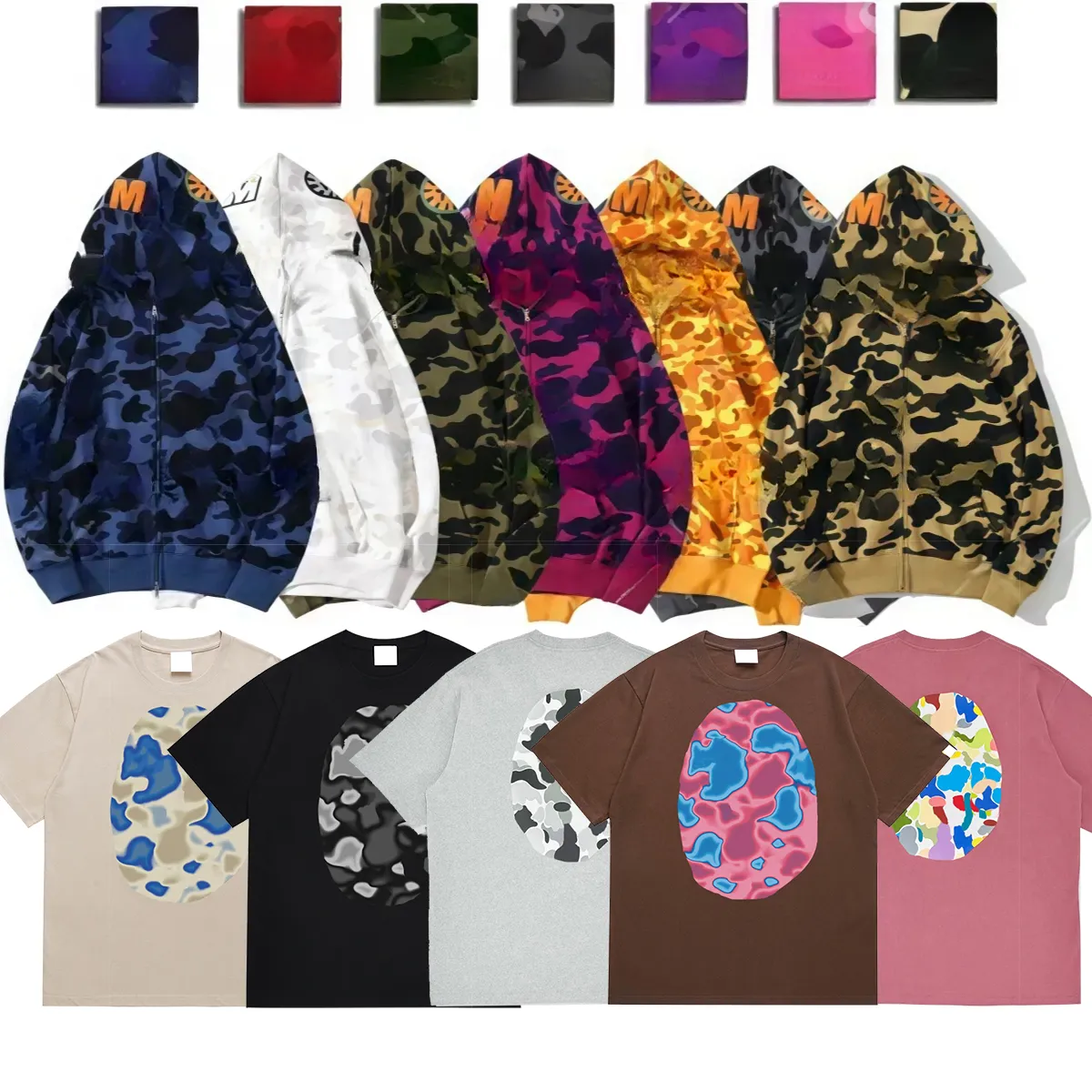 bapees Sweatershirt Mens Designer Bathing App Hoodie Fashion Hip Hop RetroStreet Bapehoodys Zip Up Jacket Cotton Shark Camoufage Hoody