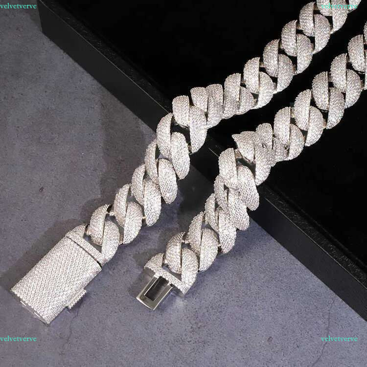 22mm Heavy Mossanite Jewelry For Men S Solid Sier Hip Hop Necklace VVS Moissanite Cuban k Chain