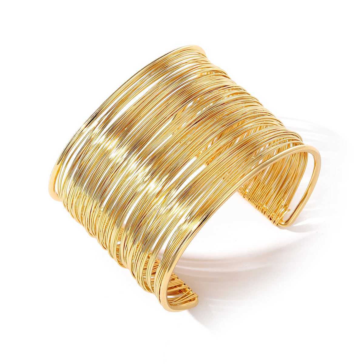 IPARAM Creative Gold Color Metal Wire Bracelet for Women Men Open Mouthed Intersecting Intertwined Bangle Fashion Jewelry GiftsC250411
