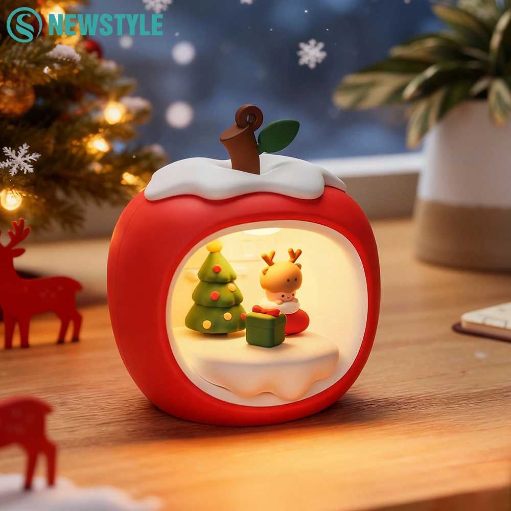 Apple House Night Light 3 Level Brightness Christmas Sleeping Nightlights Rechargeable Christmas Light For Kids Christmas Gift M251113
