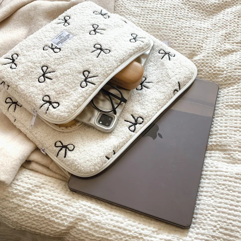 Cute bow Laptop Sleeve Cover Bag 11 13 13.3 13.6 14 Inch Carrying Case Bags For Ipad Asus HP 250407