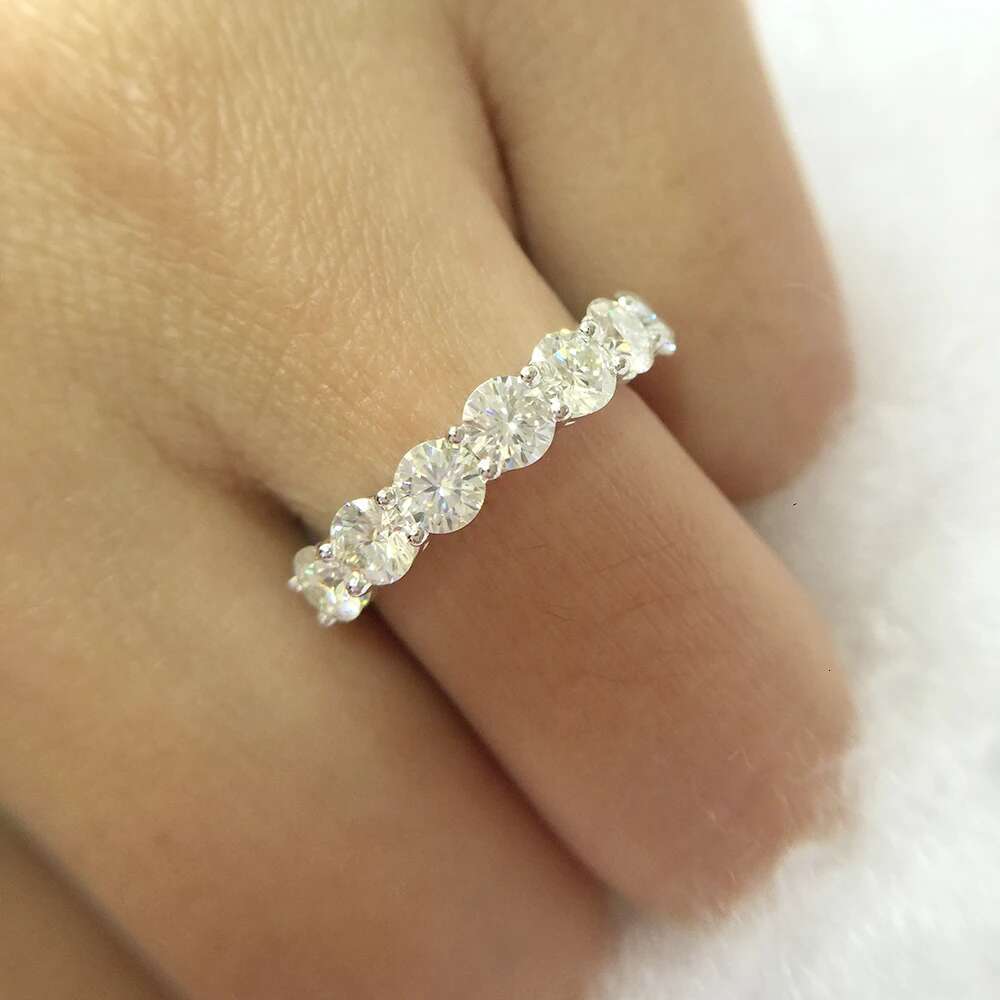 2.1ctw 4mm DEF Round Cut Engagement Wedding CVD HPHT Lab Grown Diamond Band Ring Solid Genuine 14K 585 White Gold for Women