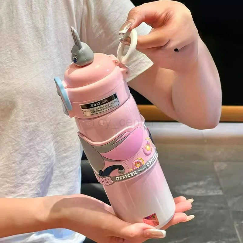 Disney Zootopia Judy Nick Lotso Stitch Thermos straw water cup easy to carry birthday gift H251203