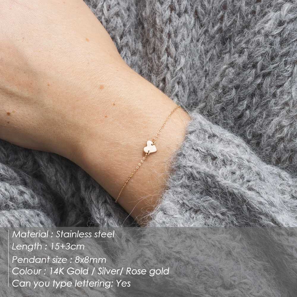 eManco Simple Name Initial Stainless Steel Bracelets for Women Heart Charm Bracelet Friendship Bracelet JewelleryC250411