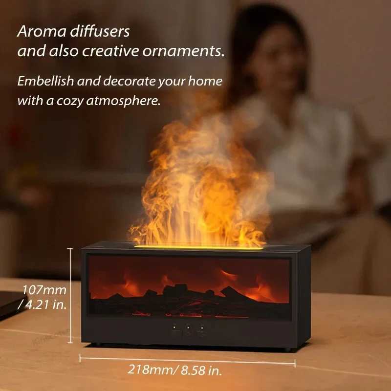 7 Colors Flame Essential Oil Diffuser Mini Fireplace Aromatherapy Humidifier LED Mist Maker for Home Bedroom Relax Decor Y251113
