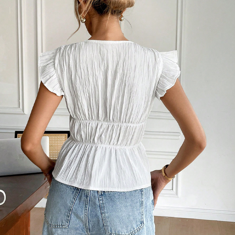 Womens clothing 2025 summer vacation style short sleeved shirt bow cardigan shirt for women