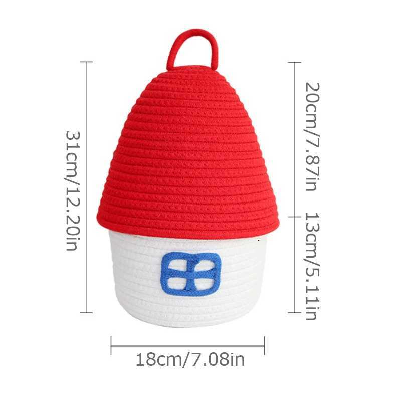 Cartoon House Shape Cotton Rope Woven Storage Basket Sundries Snacks Basket Kids Toys Container He Desktop Organizer Y251112