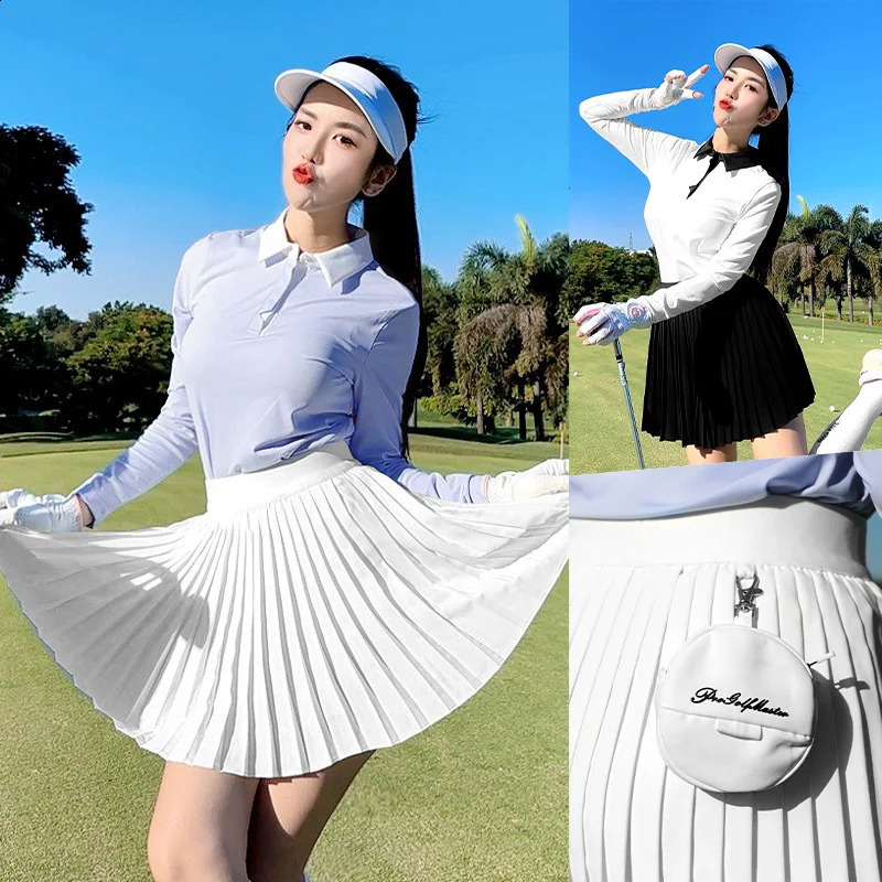 PGM Golf Womens skirt Pleated skirt chiffon gauze elastic belt skirt sports skirt 250411
