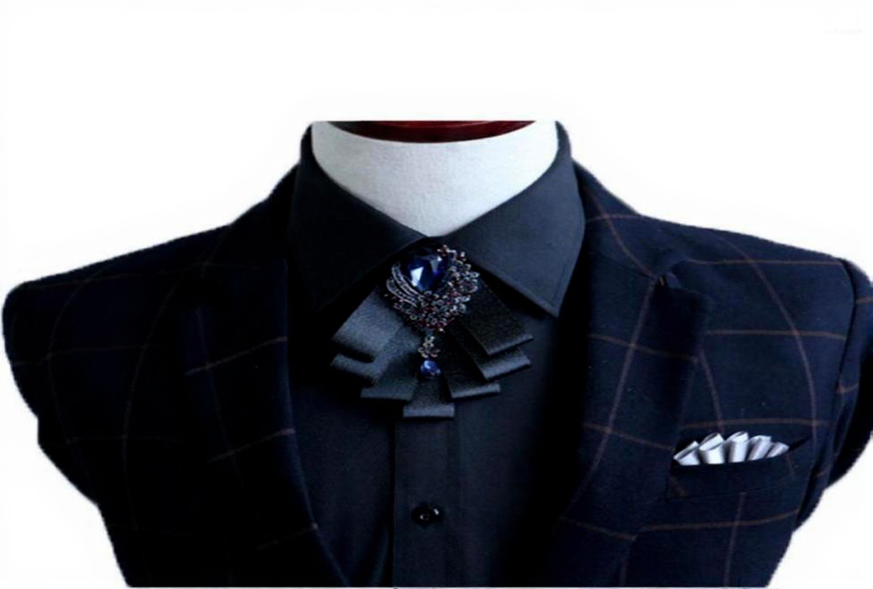 Neck Tie Set Superior Quality Formal Wear Diamond Bow Tide Men Wedding Groom Collar
