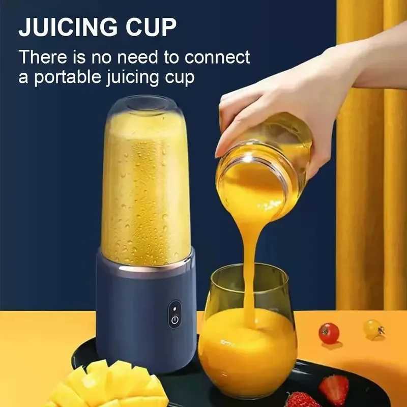 6 Blade Portable Juicer USB Rechargeable Juicer Stainless Steel Blade Cup Juicer Fruit Automatic Smoothie Blender Kitchen Tool C251113
