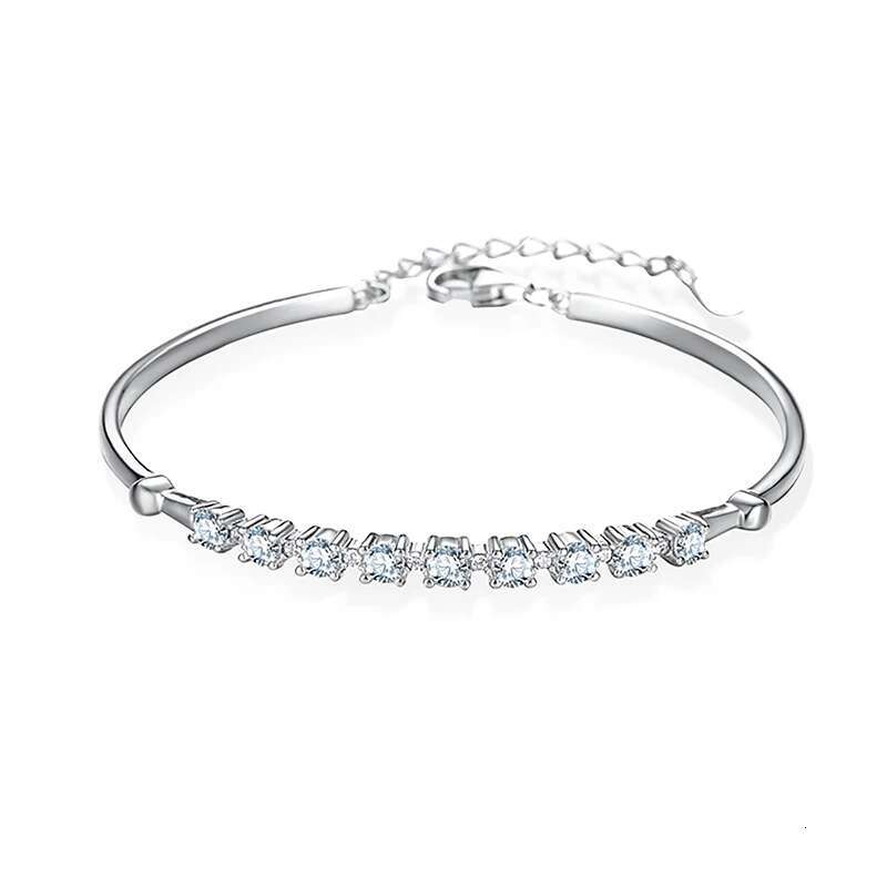 GRA Dazzling Certified Moissanite Diamond Dating Bracelet For Women Bangle Real 925 Sterling Silver Top Quality Fine Jewelry