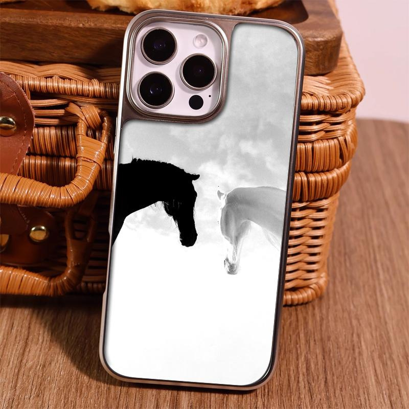 Black and White Horse Phone Case Compatible with iPhone 17 Pro Max Case iPhone 16 Matte PC 15 Personalized 14 Large Hole 13 Hard